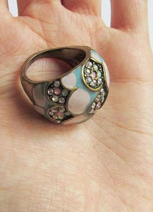 Массивное красочное кольцо, 20 размер, новое! арт.27314 фото