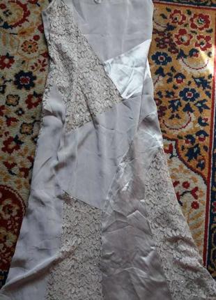 Шикарное длинное платье,атлас и гипюр,на гипюре паетки3 фото