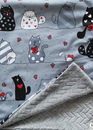 Набор из одеяла и пододеяльник на молнии "коты"