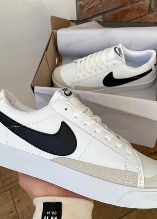 Мужские кожаные кроссовки nike blazer low vintage white#найк