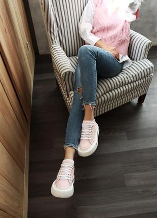 Жіночі кросівки  prada macro re-nylon brushed leather sneakers pink женские кроссовки прада2 фото