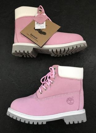Жіночі ботінки  timberland pink white grey женские ботинки  тимберленд