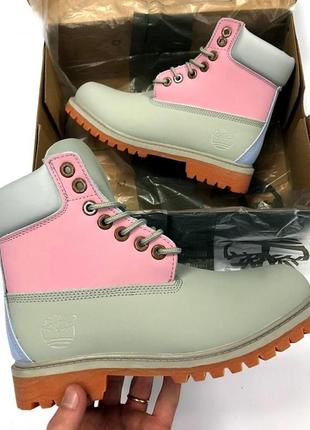 Жіночі кросівки timberland grey pink blue женские кроссовки тимберленд7 фото