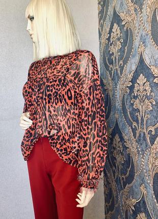 Стильная шифоновая блуза, блуза зара, блуза леопардовый принт2 фото