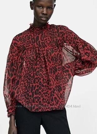 Стильная шифоновая блуза, блуза зара, блуза леопардовый принт4 фото
