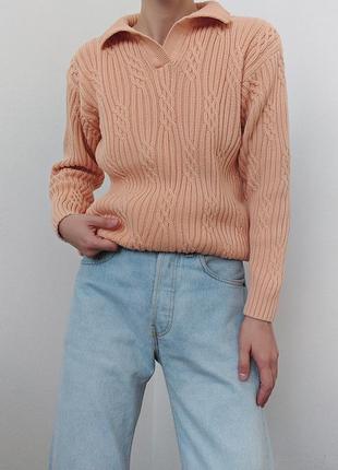 Вінтажний джемпер бавовняний светр marco pecci джемпер персиковий пуловер реглан вінтаж поло светр коттон3 фото
