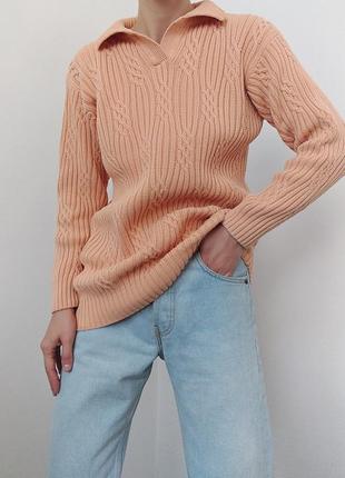 Вінтажний джемпер бавовняний светр marco pecci джемпер персиковий пуловер реглан вінтаж поло светр коттон6 фото