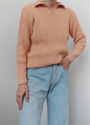 Вінтажний джемпер бавовняний светр marco pecci джемпер персиковий пуловер реглан вінтаж поло светр коттон4 фото