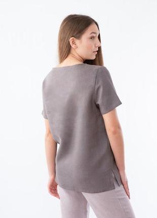 Блузка жіноча  100% льон бордо беж коричнева4 фото