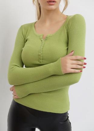 Кофта жеснкая базова в рубчик колір оливковий