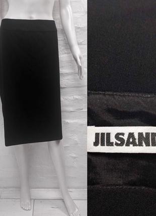 Jil sander оригинальная элегантная юбка миди из гладкой шерсти