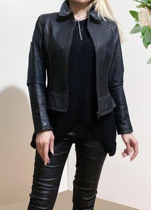 M кожаная черная куртка натуральная кожа приталенная женская3 фото