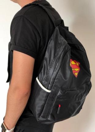 Черный рюкзак с лого superman - школьный, спортивный, повседневный2 фото