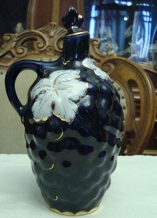 Графин виноград кобальт позолота фарфорссср коростень 1950 годов №600и