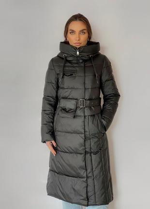 Зимова куртка пальто пуховик clasna с пояс сумкой cw21d536cw s, m, l, xl, xxl7 фото