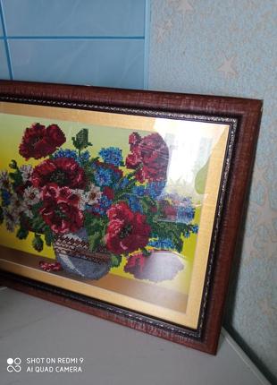 Маки , картина бісером