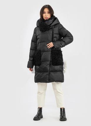 Хит сезона, модная зимняя куртка пуховик clasna с искусственным мехом каракуля, xl2 фото