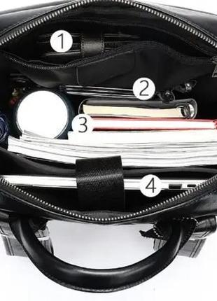 Рюкзак кожаный для документов ноутбука 13 " 14"  классический черный4 фото