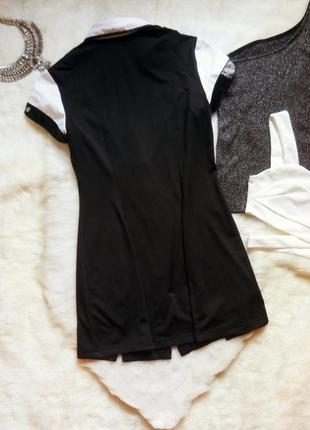 Черная секси рубашка туника платье с белыми рукавами открытым вырезом декольте7 фото