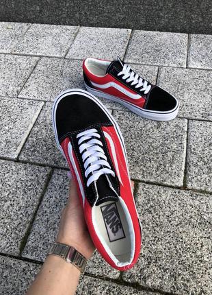 Чоловічі кеди vans old skool black white red мужские кеды ванс