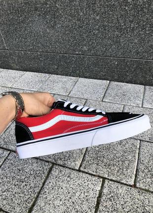 Чоловічі кеди vans old skool black white red мужские кеды ванс3 фото