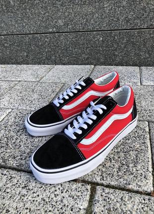 Чоловічі кеди vans old skool black white red мужские кеды ванс6 фото