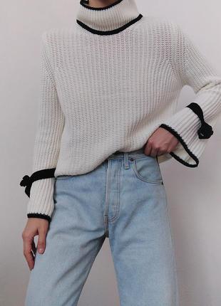 Білий светр шерстяний в' язаний светр джемпер білий кофта з широкими рукавами шерсть пуловер лонгслів реглан білий біла кофта4 фото
