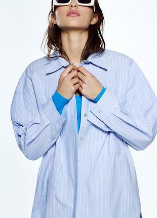 Новая рубашка оверсайз в полоску хлопок zara