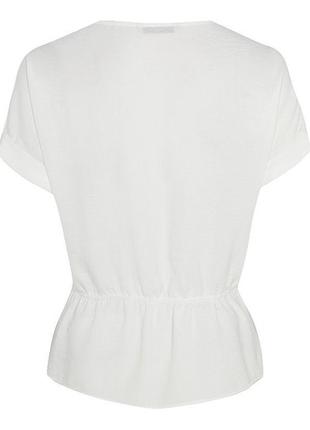 Белая блуза на запах резинкой на талии баской оверсайз батал большого размера туника2 фото