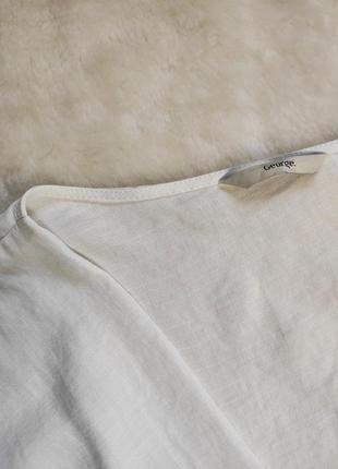 Белая блуза на запах резинкой на талии баской оверсайз батал большого размера туника10 фото