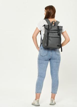Жіночий рюкзак ролл графітовий2 фото