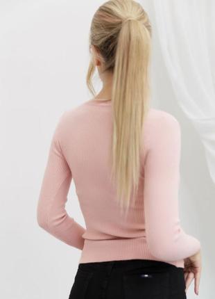 Кофта женская на молнии в рубчик цвет светло-розовый3 фото