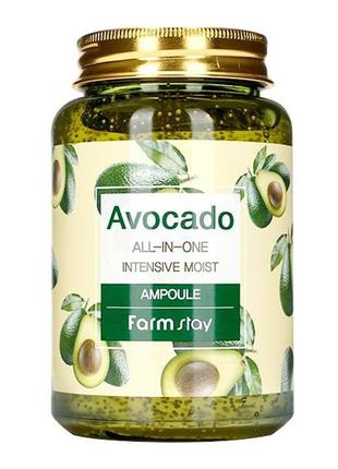 Сироватка для обличчя з екстрактом авокадо farmstay avocado all-in-one intensive moist ampoule