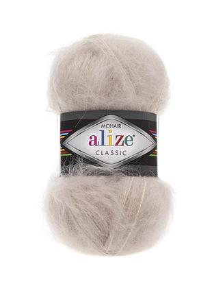 Пряжа alize mohair classic 67 молочно - бежевая ализе мохер классик