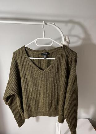 Укороченний светр хакі1 фото