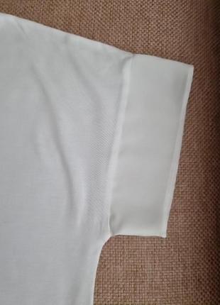 Біла футболка з комбінованими рукавчиками6 фото