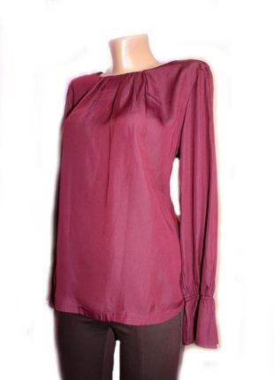 Блуза кофточка офісні сорочка з довгим рукавом і воланом марсала, edc, m