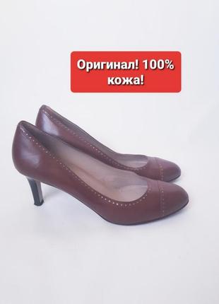 Шкіряні туфлі на підборах коричневі туфлі човники hugo boss