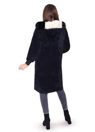 Зимнее женское пальто-кардиган на кнопках из альпаки батальные размеры5 фото