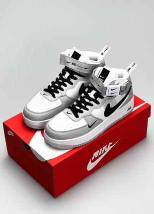 Кроссовки мужские nike air force mid серые черные / кросівки чоловічі найк аир форс сірі кроссы