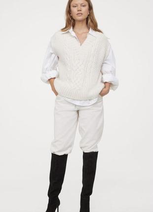 Жилет жилетка вязаний светр молочний білий трикотажне3 фото
