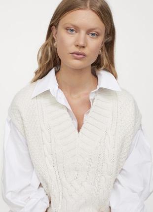 Жилет жилетка вязаний светр молочний білий трикотажне1 фото
