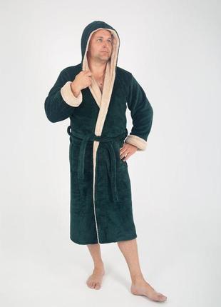 Мужской махровый халат с капюшоном р.42-581 фото