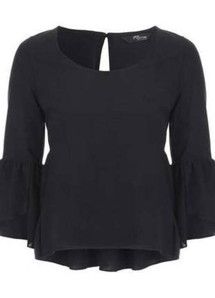 Чорна блуза з рукавом з вирізом на спині jane norman london