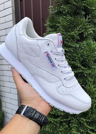 Мужские кроссовки reebok classic кожаные белые