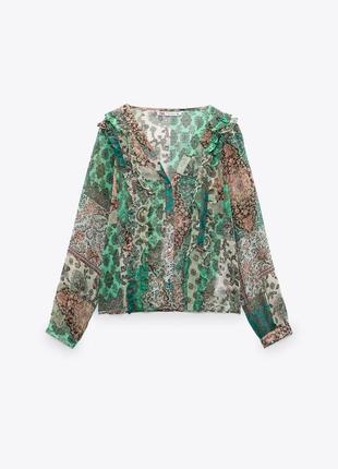 Блуза с принтом пэчворк zara