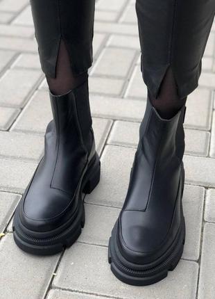 Демисезонные/ зимние женские челси ботинки на грубой тракторной подошве с протекторами 36 37 38 39 409 фото