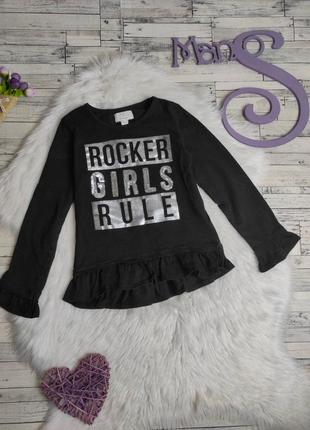 Детский реглан zara для девочки футболка с длинным рукавом с баской черная с принтом с пайетками размер 116