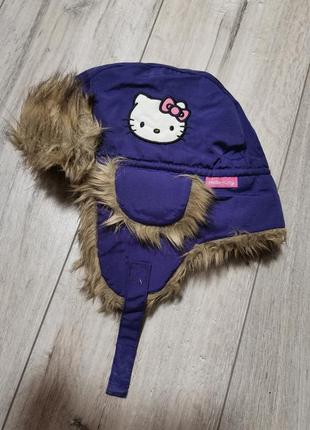 Hello kitty детская зимняя шапка-ушанка для девочки