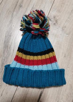 Pulcino детская зимняя шерстяная шапка с бубоном1 фото